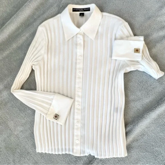 EUC-Josephine Chaus Petite-Long Sleeve Blouse/French Cuffs-8 (Petite) - Picture 5 of 11